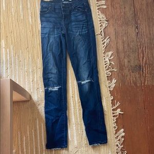 Madewell dark wash skinny with knee rips
